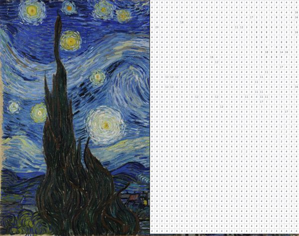 The Starry Night turned into a numbered grid